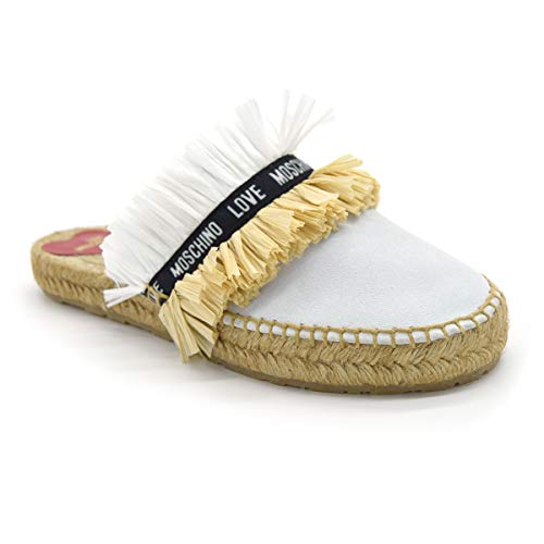 Love Moschino, Espadrillas da Donna, Collezione Primavera Estate Damen Espadrilles Kollektion Frühling Sommer 2021, Weiß, 39 EU