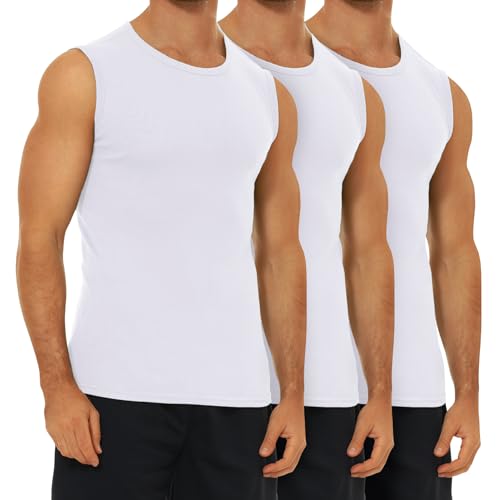 FALARY Unterhemd Herren 3er Pack Tank Top gekämmte Baumwolle Hochwertige Unterhemden Weiß 4XL