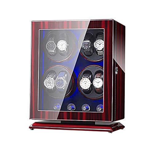 Watch Winder Box für 8 Automatikuhren, mit blauem LED-Licht, 4 Rotationsmodi, leise Motoren, Fit Lady und Man Uhren Watch Winder Box Bestes Geschenk