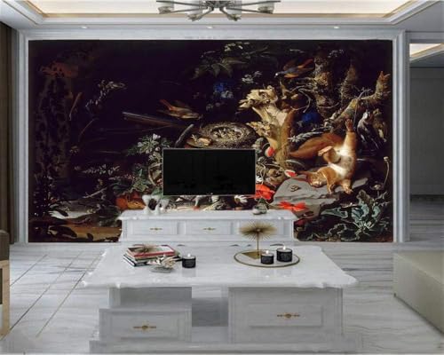 Tier Frosch Fisch Vogel Nacht Wald 3D Tapete Poster Restaurant Schlafzimmer Wohnzimmer Sofa TV Dekorative Wand-150cm×105cm