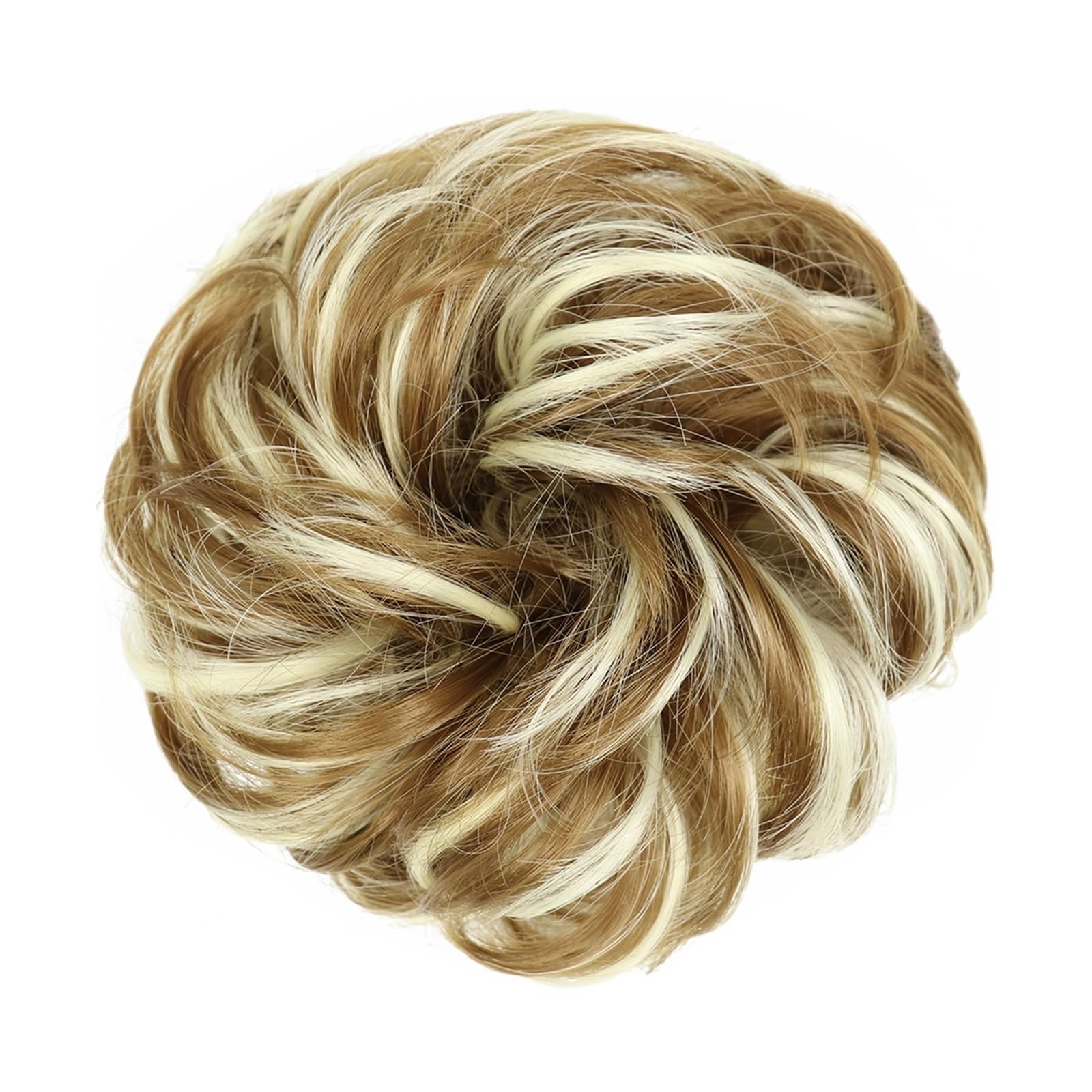 Haarteile Haarknoten Synthetischer Haarknoten, unordentlicher Chignon, Pferdeschwanz, Haarverlängerung, elastisches Gummiband, Haargummis for Frauen, blond, braun, gewellter Dutt Brötchen Haare(Q-6H61