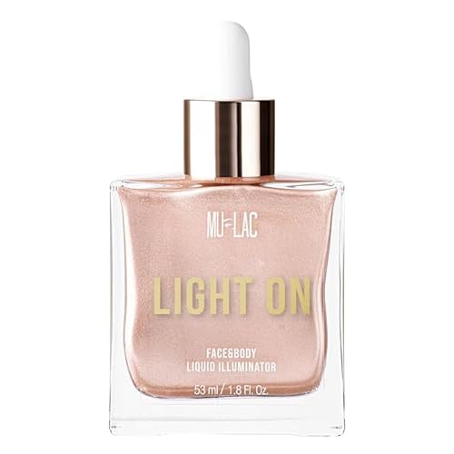 Mulac Cosmetics LIGHT ON Face & Body Liquid Illuminator Liquid Highlighter für Gesicht und Körper 01 TRUE REALITY Vegan 53 ml