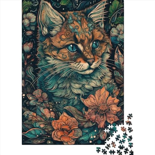 Kunstpuzzle für Erwachsene 1000 Teile, abstrakte Katze für Erwachsene, 1000 Teile, Puzzlegeschenke, Familienspiele, Weihnachtsgeburtstagsgeschenke (Größe: 75x50cm)