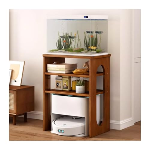 FUHAI-666 Massivholz Kehrroboter Organizer Regal Regal Wohnzimmer Fisch Tank Regal TV Schrank Neben dem Wasserspender Lagerregal(Walnut)