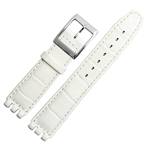 NEYENS 17 mm 19 mm echtes Kalbsleder-Armband für Swatch-Uhrenarmband Herren und Damen, Alligator-Muster, Uhrenarmband, Zubehör, 17 mm, Achat