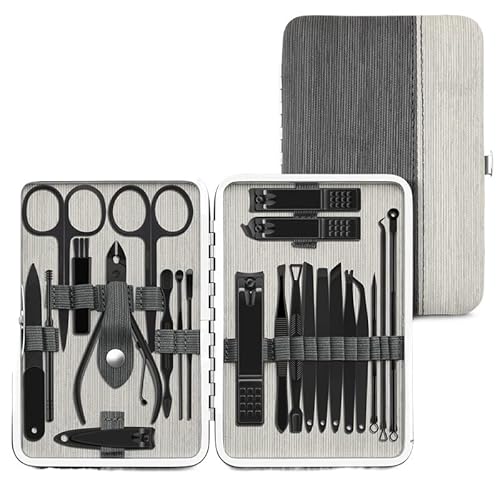 BANDKIT Professionelles Nagelschneider/Pediküre-Scheren-Set, Edelstahl, Adlerhaken, tragbar, Maniküre, Nagelknipser, Werkzeug-Set (braun), 4–23-teilig