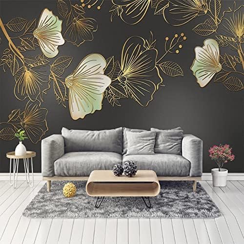 XLMING Goldgeprägte Blume Und Blatt 3D Tapeten Home Esszimmer Sofa Schlafzimmer Wohnzimmer TV Hintergrund-300cm×210cm