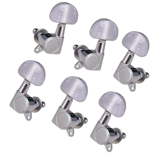 Strings Tuning Pegs Mechaniken Für Gitarre 6 Stück verriegelbare Stimmwirbel für Gitarrensaiten, Mechaniken, 2L 4R, verschleißfest (Color : Silver)