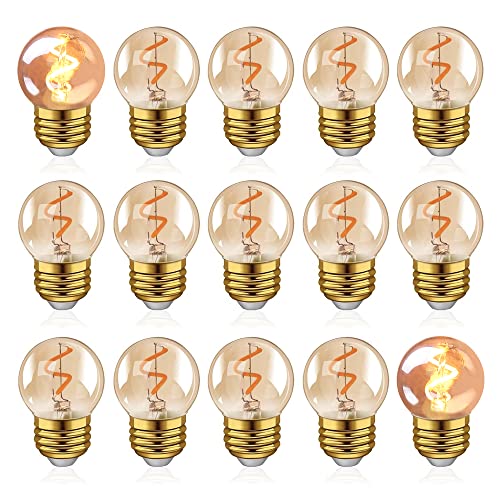 Hcnew G40 E27 LED Retro Edison Glühlampe Mini Globe 1W Spiralfilament Licht (15 pack)