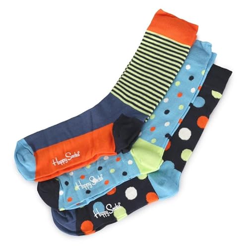 Happy Socks 3er Pack Sonderangebot Gemusterte Lustige Socken Geschenkbox Baumwolle für Damen & Herren, 36-40