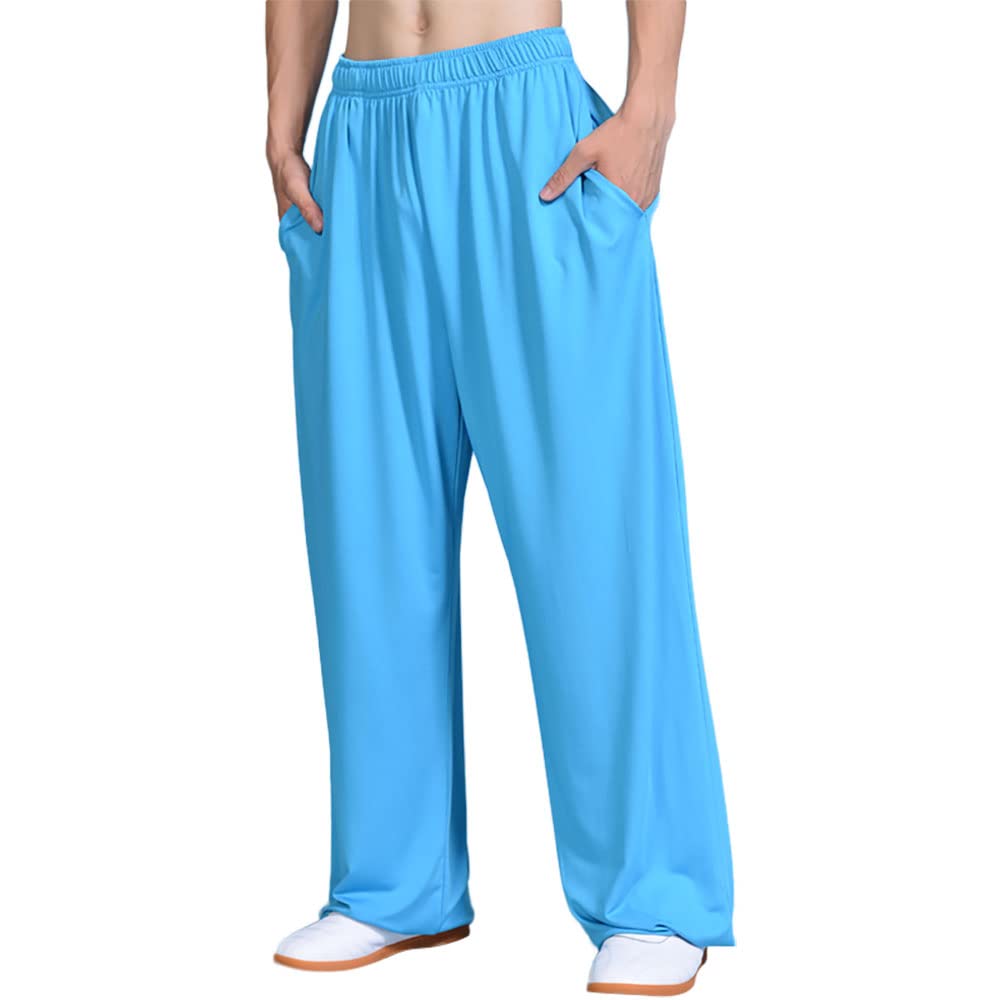 G-LIKE Kung Fu Training Hosen - Chinesische Kampfkunst Tai Chi Kung Fu Wing Chun Shaolin Yoga Knickerbocker Graziöse Lockere Weite Beine Trainingshosen Bloomers Unisex für Männer Frauen (Blau, S)