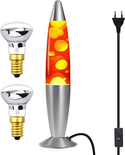 CELLUSTOP Magma Rakete Lavalampe Rakete – Dekorative Lampe zum Aufstellen – Lieferung mit 2 Leuchtmittel R39 – Glas und Aluminium – Schalter – 25 Watt – 34 cm – Rot