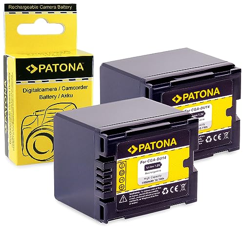 2x Akku / Batterie wie CGA-DU14 für Panasonic NV-GS10 | GS50 | GS150 | NV-GS200 | NV-GS300 | PV-GS65 | PV-GS300 | VDR-D160 | VDR-D200 | VDR-D400 | VDR-M75 | VDR-M250 etc...