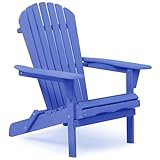 Klappbarer Holzstuhl, Teilweise Vormontiert Holz-Loungesessel, Outdoor Holz-Klappstuhl, FüR AußEnterrasse Garten Rasen Hinterhof Terrasse Pool Strand,Blau,1pcs