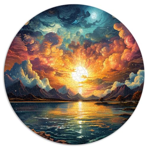 Puzzle zum Verschenken, Sonnenuntergang am See, 1000-teiliges Puzzle, 67,5 x 67,5 cm, Puzzle für anspruchsvolle Puzzlespiele und Familienspiele