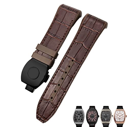 NEYENS Uhrenarmband für Franck Muller, 28 mm, Rindsleder, Silikon, Nylon-Gummi, Faltschnalle, Uhrenarmbänder für Herren, 28mm, Achat