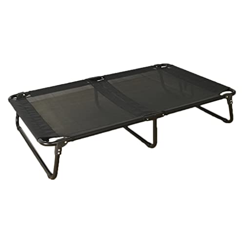 GNBOW Erhöhtes Hundebett, tragbares erhöhtes Haustierbett, atmungsaktives Netz, faltbares Hundebett for drinnen und draußen (Color : Schwarz, S : 120 * 80 * 22cm)