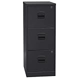 Bisley Home Hängeregistraturschrank PFA, 3 HR-Schubladen, Metall, 633 Schwarz, 40 x 41.3 x 101.5 cm