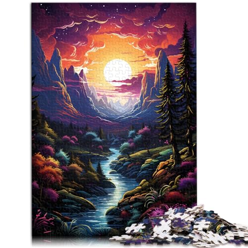 Puzzles für farbenfrohe Psychedelie einer mysteriösen Landschaft, 1000 Teile, für Erwachsene, Geschenke, Holzpuzzles, dekomprimierendes geistiges Lernspielzeug, 1000 Teile (50 x 75 cm)