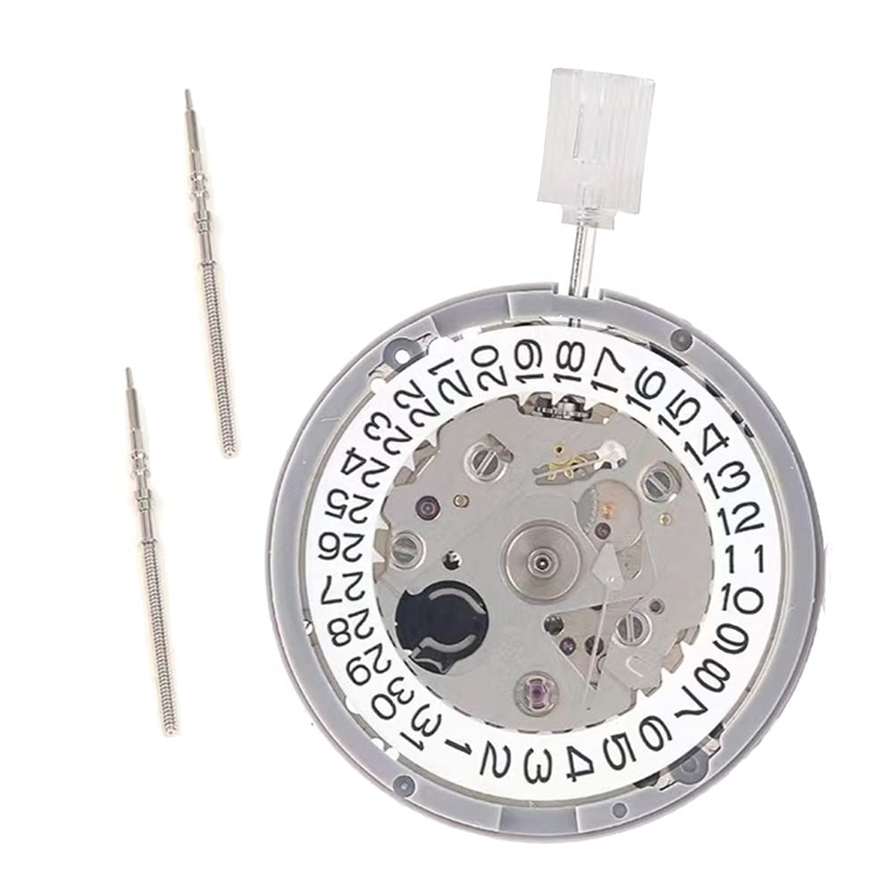 Ghulumn NH35A NH35 Uhrwerk Hohe Genauigkeit Mechanische Uhr Bewegung Datum bei 3 Datumsrad 24 Juwelen Automatischer Aufzug, Silber/Weiß