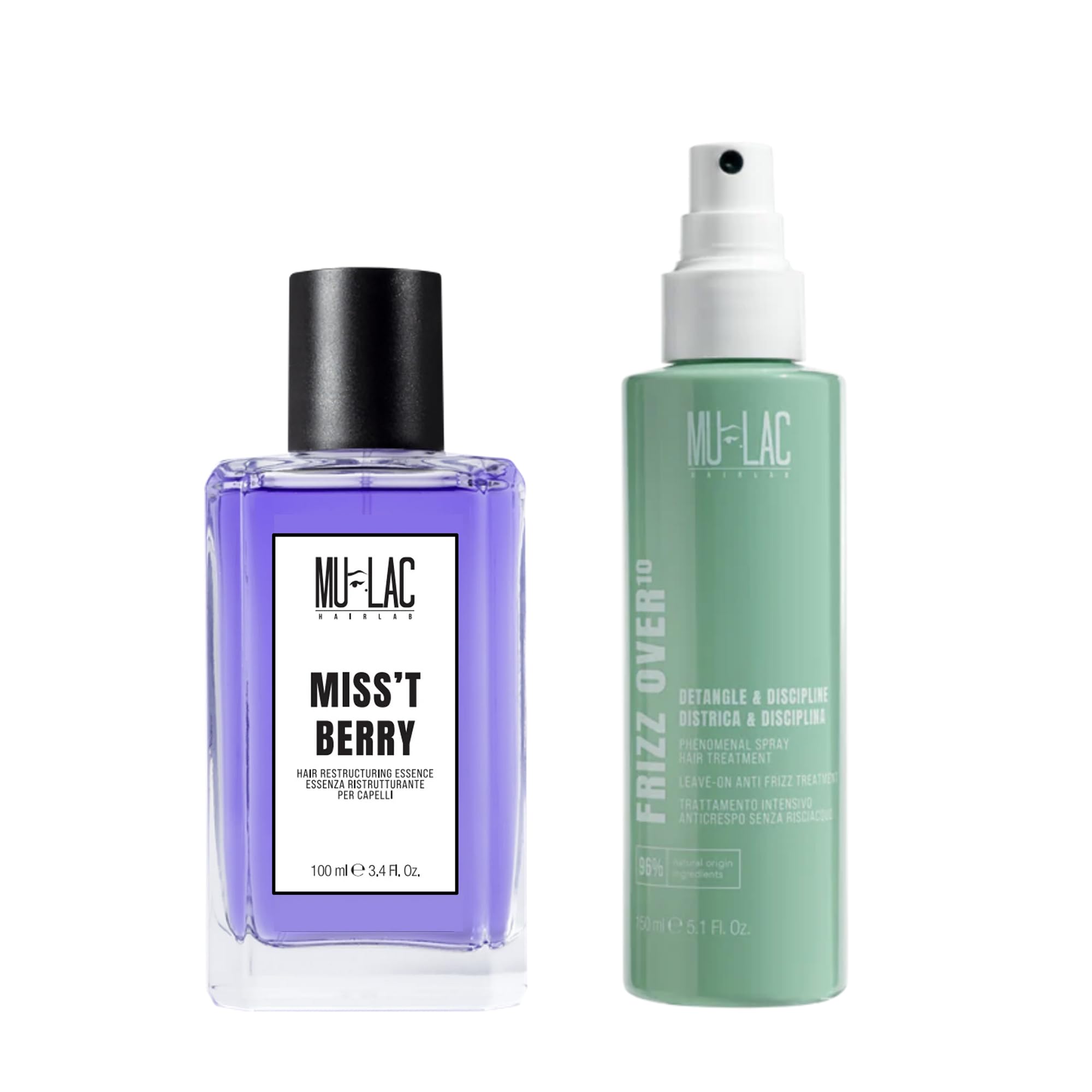 Mulac Cosmetics MISS'T BERRY Restrukturierende Essenz 100 ml + Frizz Over Spray gegen Frizz Haarpflege 150 ml Vegan