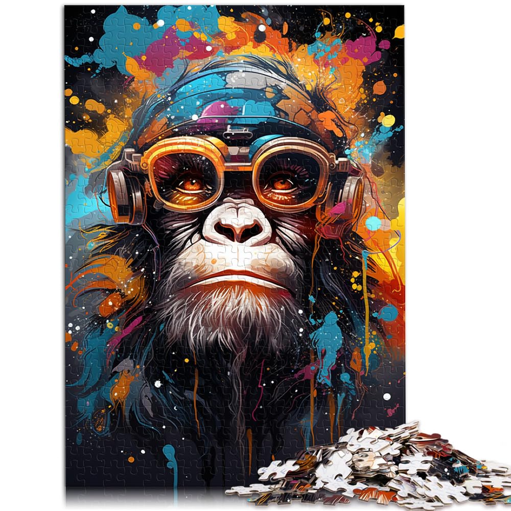 Puzzles zum Malen, farbenfroher Orang-Utan-Boss, 1000-teiliges Puzzle für Erwachsene, schwieriges Holzpuzzle für Frauen und Männer, 1000 Teile (50 x 75 cm)