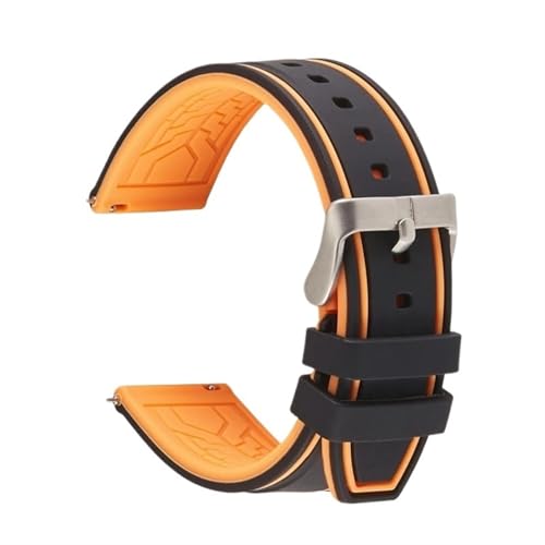 THBGTCNQ Weiches Silikon-Uhrenarmband mit Schnellverschluss, Gummiarmband for das Handgelenk, 20 mm, 22 mm, 24 mm, Herren und Damen, Sport-Ersatzarmbänder(Orange,24mm)