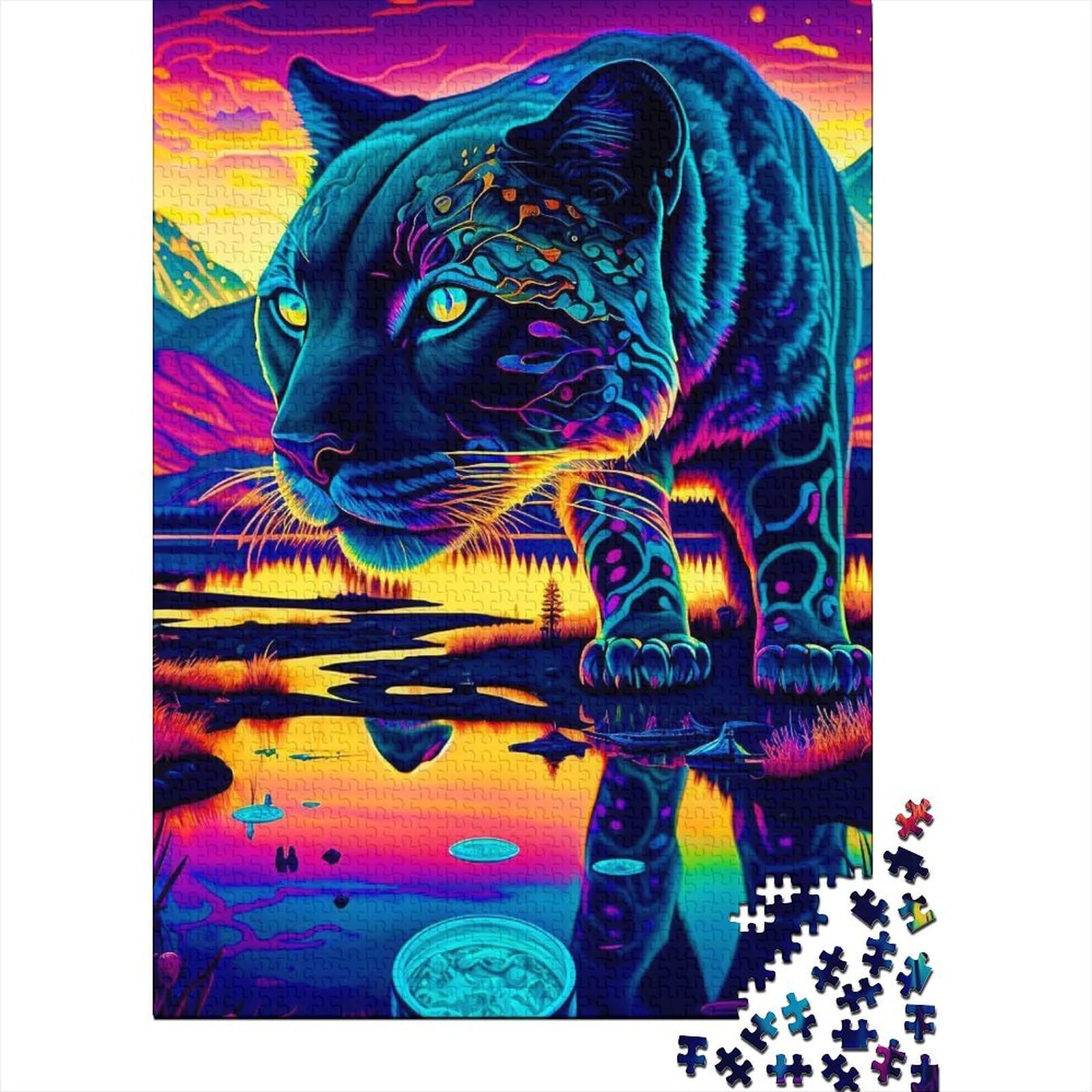 Kunstpuzzle für Erwachsene 500 Teile, Tierleopard für Erwachsene, 500 Teile, Puzzlegeschenke, Lernspielzeug, Familienspiele (Größe 52x38cm)