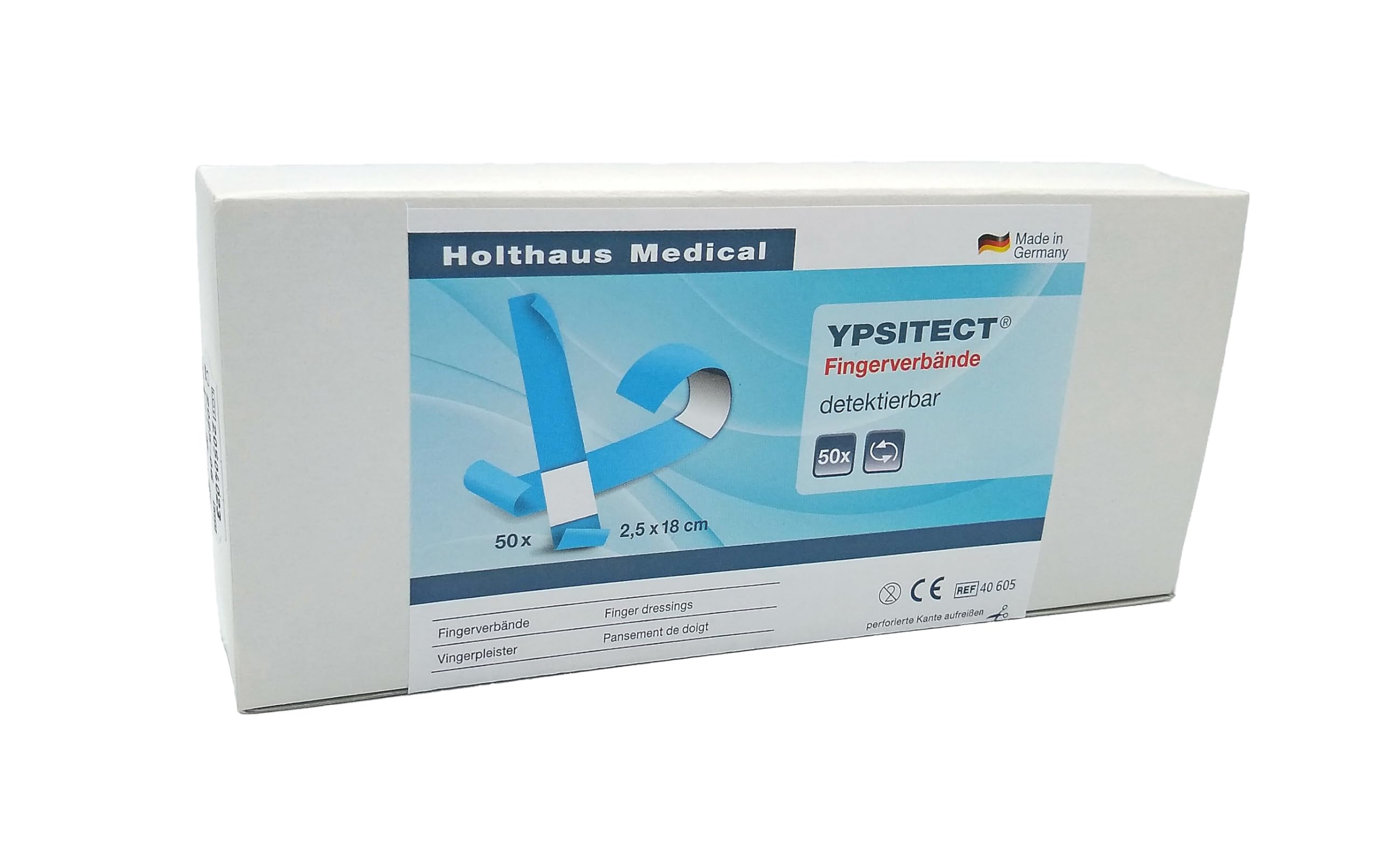 Holthaus Medical YPSITECT® Fingerverband Fingerpflaster Wundpflaster Pflaster, detektierbar, elastisch, 2,5x18cm, 50St