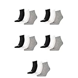 PUMA /black 35-38 15 Paar Unisex Quarter Socken Sneaker Gr. 35-49 für Damen Herren Füßlinge, Farbe:882 - grey/white/black, Socken & Strümpfe:35-38