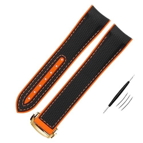 IOTUP Uhrenarmband aus hochdichtem Nylon-Silikon für Omega-Uhrenarmband, 20 mm, 21 mm, 22 mm, Gummi-Uhrenarmband, Faltschließe, gebogenes Ende, 22 mm, Achat