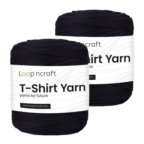 Textilgarn 2er-Set, Dunkelmarine, Loopncraft, 2 X 750g, T-Shirt Yarn, Recyling Garn