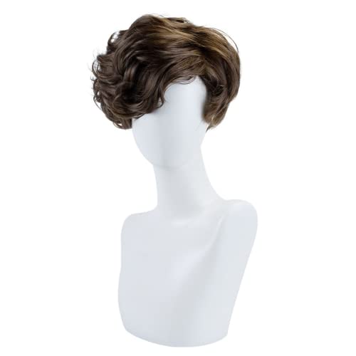 LINLINCD-Wig Anime Cosplay Anime Cosplay Perücken Newt Scamander Perücken braunes kurzes lockiges Haar mit Perückenkappe for Halloween Party Karneval Nachtleben