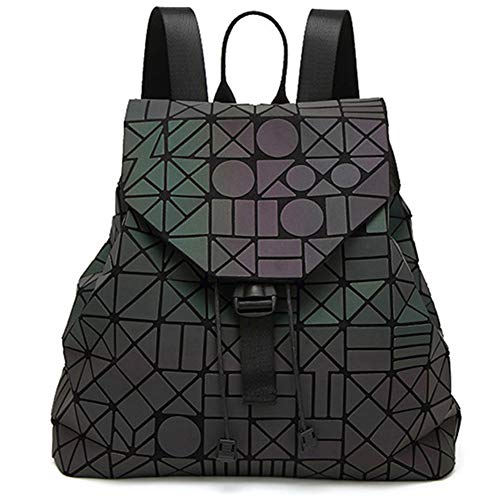 MARBER Frauen Rucksack Luminous Geometric Nightglowing Mode Bunte Rhombische Daypack Rucksack Taschen für Frauen Mädchen Campus Outdoor Reise