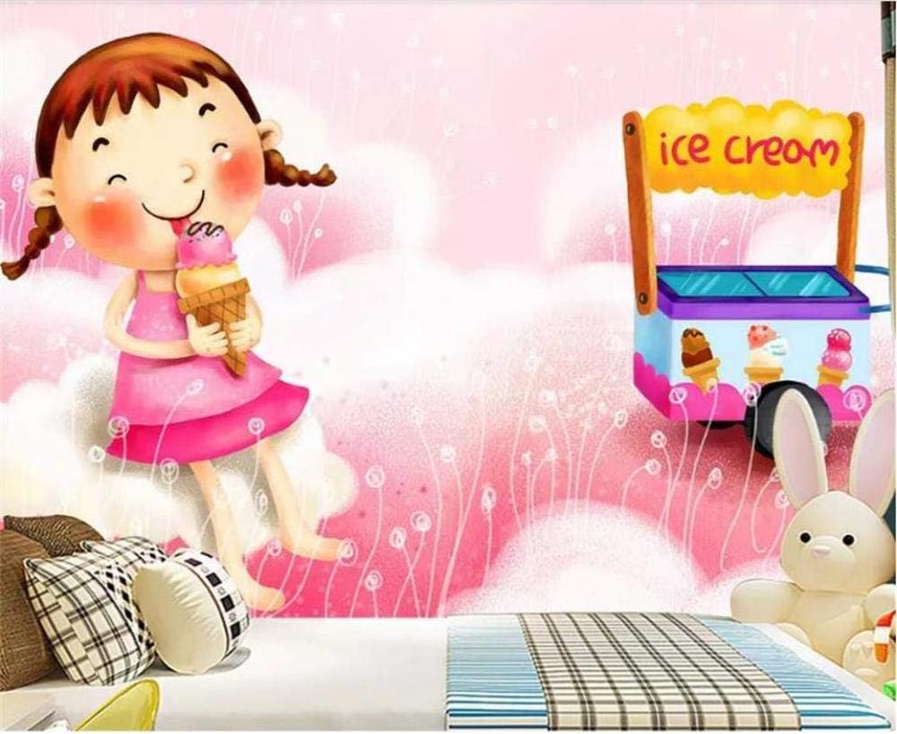 Fantasy Pink Girl Eiscreme 3D Tapete Poster Restaurant Schlafzimmer Wohnzimmer Sofa TV Dekorative Wand-200cm×140cm