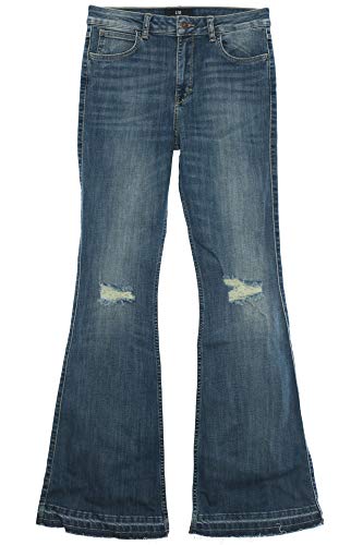 LTB Gwena Flare Jeans Hose Damen Stretch Denim Bootcut Schlaghose Used Look, Farbe:blau, Hosengrößen:W28, Hosenlängen:L33