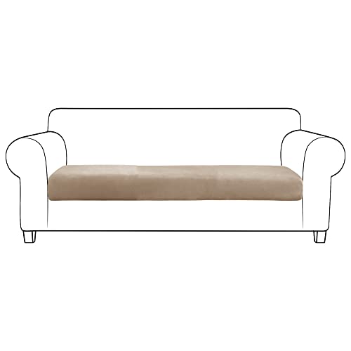 JHLD Stretch Sofa Sitzkissenbezug, Groß Samt Sitzkissenschutz Sofa-Sitzkissenbezüge Maschinenwaschbar Sofa-Sitzkissenbezug Für Wohnzimmer-Taupe-4-Sitzer