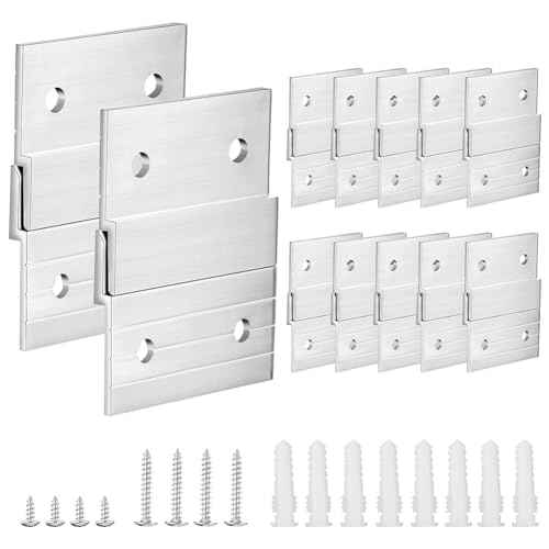 Kiudduy Hardware-Kit Aufhängen Von Französischen Sperrholz-Bilderhaken, Wandhalterungs-Hardware-Kit, Aluminium-Z-Stangenaufhänger, 24-Teilig