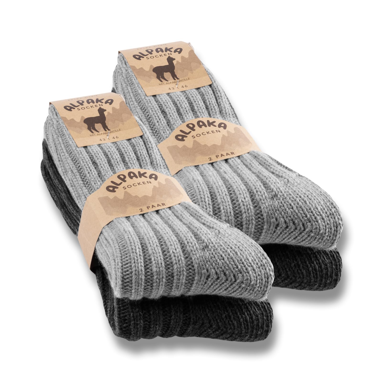 4 Paar Alpaka Socken Herren Damen Wollsocken warme Wintersocken 20900 (Anthrazit Grau 47-50)