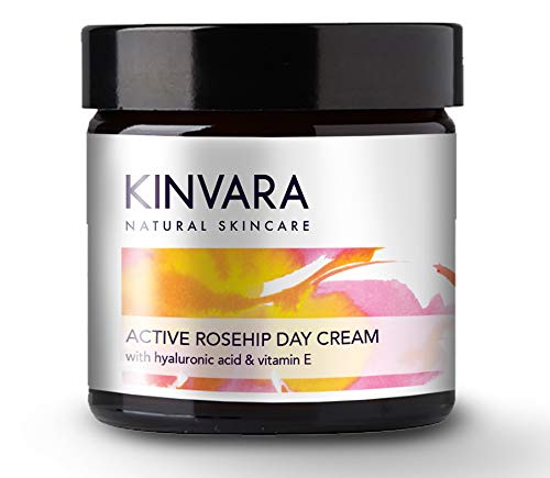 Kinvara Natural Skincare - Aktive Hagebutte Tagescreme - Natürliche Gesichtsfeuchtigkeitscreme - Bio-Hautpflegeformel mit Rosenöl für Gesicht, für alle Hauttypen, 60ml