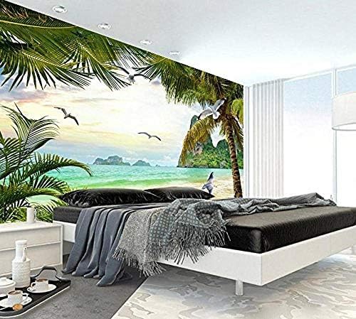 XLMING Palm Beach Landschaftsbilder 3D Tapeten Home Esszimmer Sofa Schlafzimmer Wohnzimmer TV Hintergrund-430cm×300cm