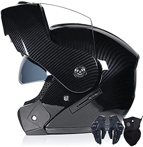 Motorradhelm Damen Herren,Klapphelme Modularer Helm Motorradhelm Integralhelme Roller-Helm Scooter-Helm Mofa-Helm DOT/ECE Zertifiziert Für Erwachsene Mit Doppelvisier