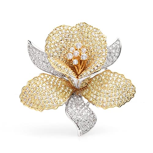 AIHEDOUJ Pin Schmuck Geschenke für Frauen Damenmode-Accessoires Damen Elegante Strass-Blumenbrosche Hochzeitsbankett-Party-Brosche Blumenförmige Brosche Broschen und Anstecknadeln