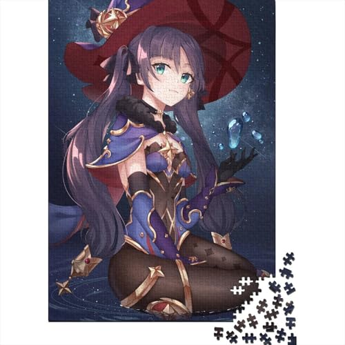 Genshin Impact Mona Holzpuzzle Puzzles für Erwachsene und Teenager Schwierige, anspruchsvolle Puzzles 1000 Teile Geburtstagsgeschenk Geschenke für Erwachsene (Größe: 75x50cm)