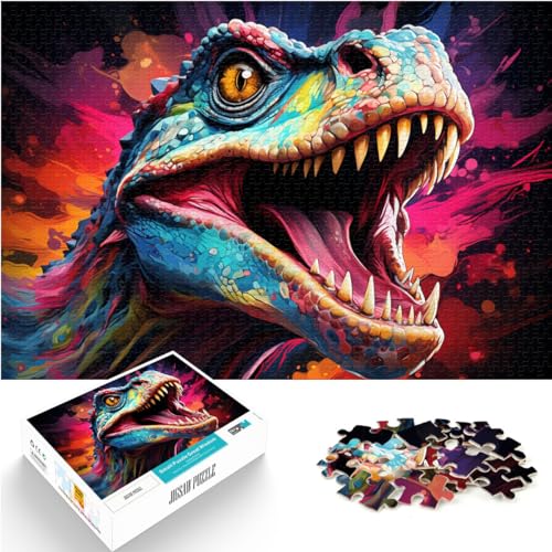 Puzzle-Geschenk, buntes Dinosaurier-Gemälde für Erwachsene, 1000 Teile, Puzzle-Geschenke, Holzpuzzle, Heimdekoration, Puzzle-Spielzeug, 1000 Teile (50 x 75 cm)