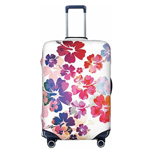 Miniks Reisegepäckhülle mit Hawaii-Blumendruck, strapazierfähig, passend für 45,7 - 81,3 cm große Gepäckstücke, Schwarz, Large