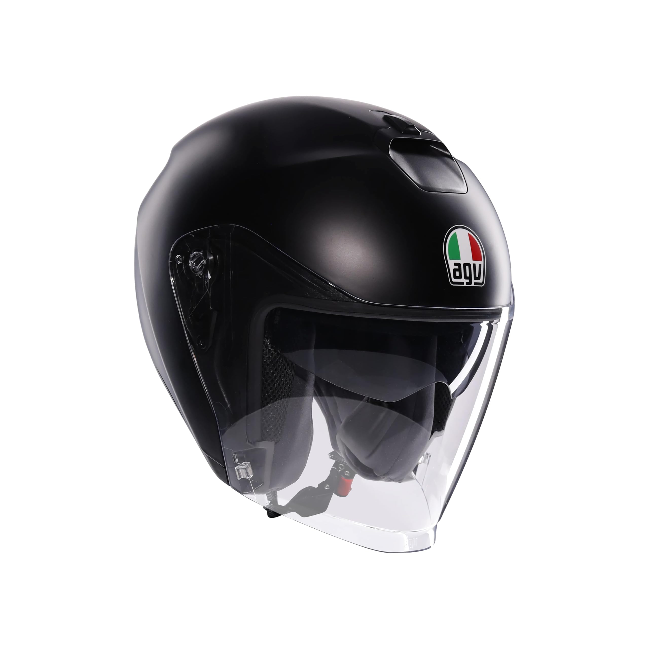 AGV - IRIDES E2206, Motorrad Jet-Helmet, Unisex, Helm mit Kratzfestes Visier mit UV-Schutz, Matt Black, L