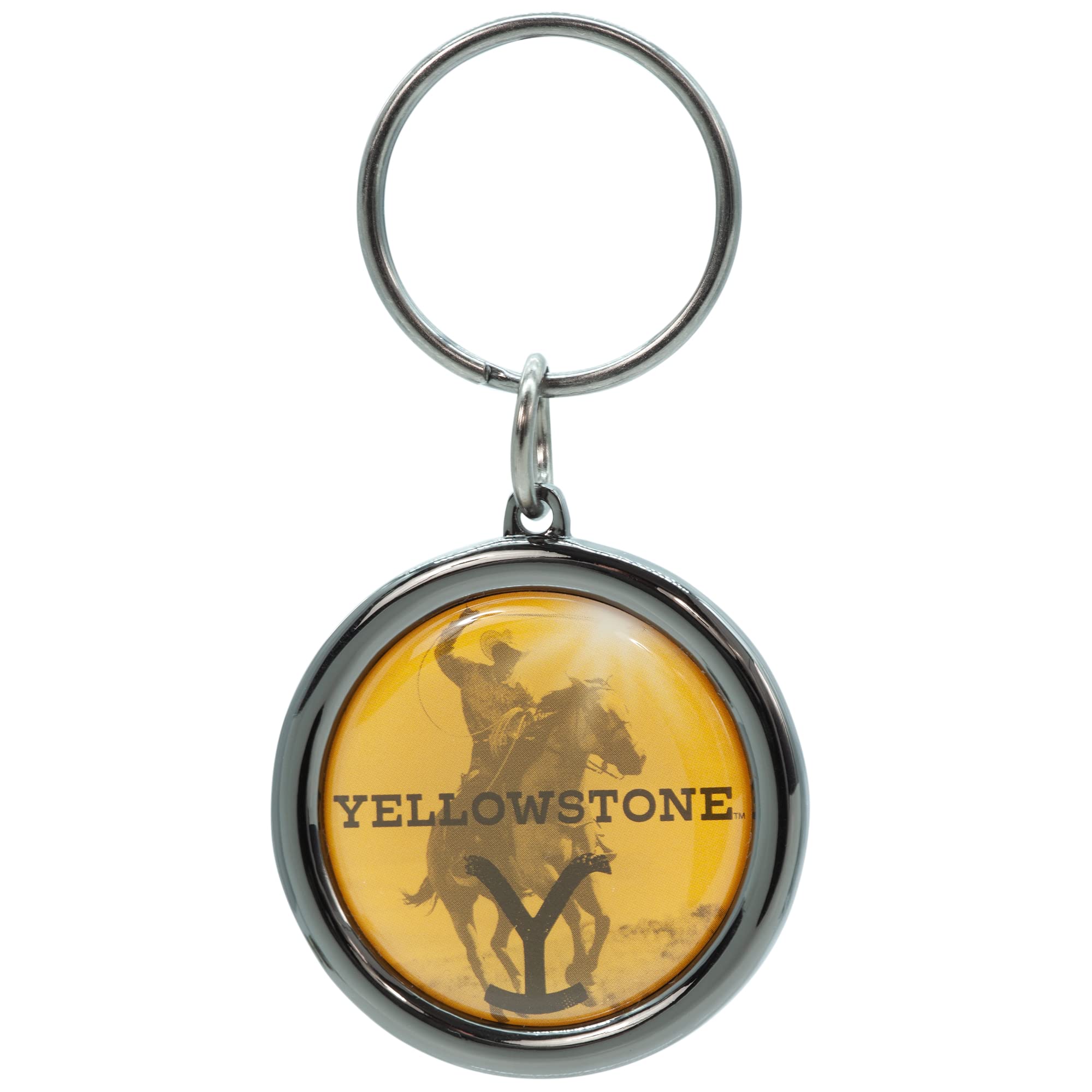 Plasticolor 004563R01 Yellowstone Logo und Y Schlüsselanhänger, Chrom und Gelb, Large