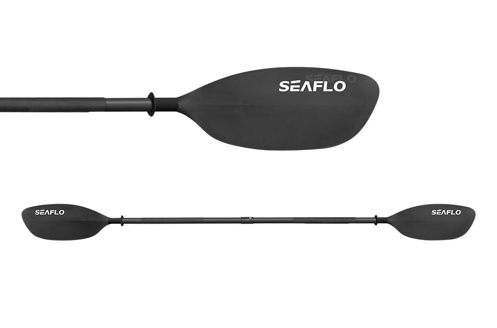 Seaflo Doppelpaddel, Fiberglas, sehr leicht, 220-230cm verstellbar, Kajakpaddel, Kanupaddel, SUP Paddel, Kanu, Boot, Ruder, schwarz