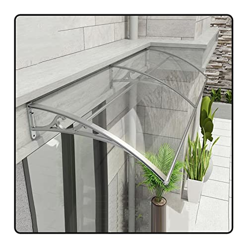 Fenstermarkise für den Außenbereich, Vordertür, wetterfest, Polycarbonat-Platten, Sonnenschutz, für Terrasse, Garten, transparente Platte, Grau, 60 x 160 cm